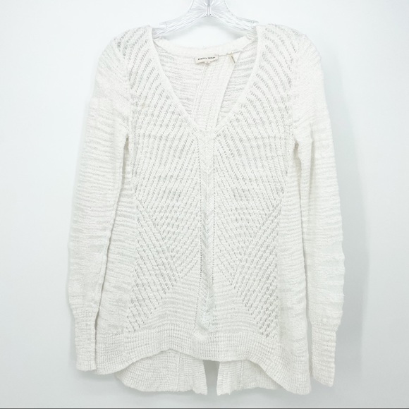 Rebecca Taylor Back Split Open Knit Womens Sweater White Size Small Long Sleeve - Picture 2 of 13